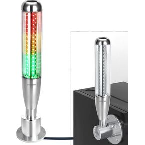ضوء برج معدني 3 طبقات أضواء تحذير LED صناعية، ضوء 24VDC، منارة مصباح مؤشر برج البيسبول لإشارة العمود، ضوء مستمر مع صفارة حمراء وأصفر أخضر