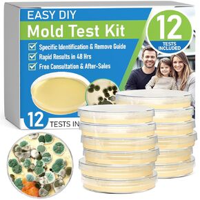 Mold Test Kit for Home-12 Simple Mold Detection Kits, HVAC, Surface & Indoor Air Quality Testing, Fast and Reliable DIY Mold Detector for House Black Mold, Identification Guide Free Analysis