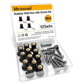 10Pcs M6 Neoprene Well Nuts Kit with Stainless Steel Screws for Marine, Motorcycle, Kayak & Windscreen Accessories - High Strength Rubber Fasteners.