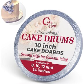 Cakebon Cake Boards - Sturdy 1/2 Inch Thick Drums - 10 Inch Professional Smooth Straight Edges Silver 1-Pack