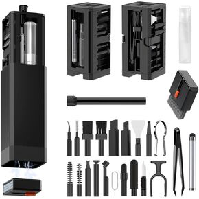 DAPOWER 32-in-1 Keyboard Cleaning Kit for MacBook Laptop Computer, Earbud Cleaner Kit for Airpod Earphones Hearing Aid, Multi-Function PC Electronic Cleaner Kit for iPhone Cell Phone Camera (Black)