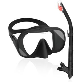 Dry Snorkel Set, Full Silicone Seal Scuba Diving Swim Mask,180° Clear View Snorkel Mask with Anti-Fog Coating Tempered Glass,Snorkeling Gear for Adults & Youth.