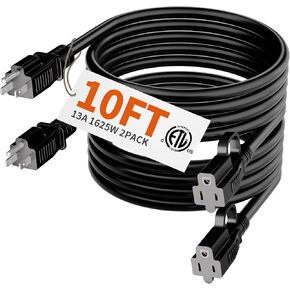 HUANCHAIN Indoor Outdoor Black Extension Cord 50 ft Waterproof, 16/3 Gauge Flexible Cold-Resistant Appliance Extension Cord Outside, 13A 1625W 16AWG SJTW, 3 Prong Heavy Duty Electric Cord, ETL