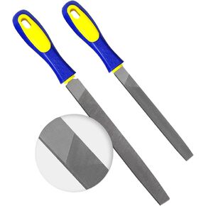 مجموعة ملفات شديدة التحمل مكونة من قطعتين مقاس 8 بوصات من KALIM - ملفات فولاذية صلبة عالية الكربون مسطحة/نصف دائرية مع مقابض مضادة للانزلاق، متوسطة الخشونة، مناسبة للخشب/المعدن/النموذج/التشكيل in Kuwait