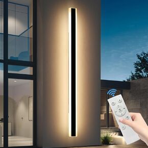 59inch Outdoor Long Wall Light, 10 Colour Dimmable RGB Wall Mount Lighting Sconce, IP65 Waterproof Simple Acrylic Exterior Wall Lights Fixtures for House Garage, Front Door, Porch, Patio
