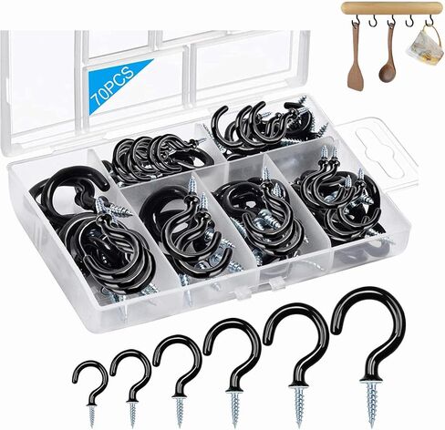 20 Pack Ceiling Hooks, 2 in Screw Cup Hooks, Vinyl Coated Heavy Duty Screw Hooks, Ceiling Hooks for Hanging Plants, Screw in Hooks for Outdoor String Lights, Ceiling Plant Hangers. in Saudi Arabia