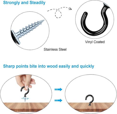 20 Pack Ceiling Hooks, 2 in Screw Cup Hooks, Vinyl Coated Heavy Duty Screw Hooks, Ceiling Hooks for Hanging Plants, Screw in Hooks for Outdoor String Lights, Ceiling Plant Hangers. in Saudi Arabia