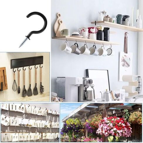 20 Pack Ceiling Hooks, 2 in Screw Cup Hooks, Vinyl Coated Heavy Duty Screw Hooks, Ceiling Hooks for Hanging Plants, Screw in Hooks for Outdoor String Lights, Ceiling Plant Hangers. in Saudi Arabia