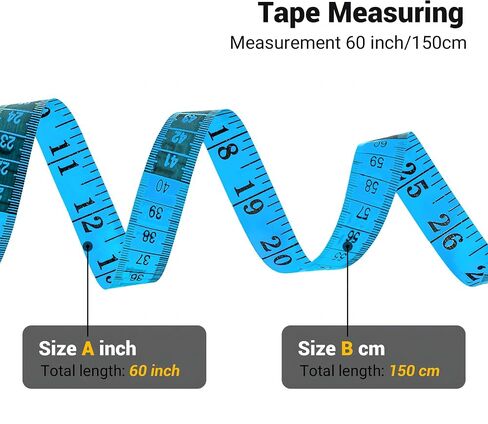 Tape Measure, Fabric Craft Tape Measure & Body Measurement Double Scale Body Sewing Flexible Ruler, Measurement Tailor Craft Vinyl Ruler, 60-inch/150CM (Yellow) in Saudi Arabia
