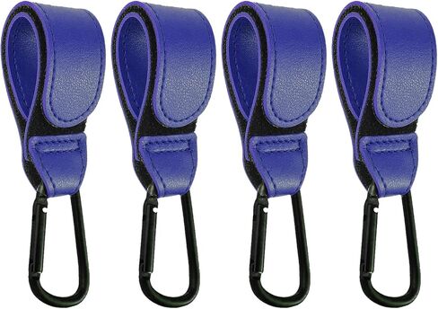 4 PCS Leather Stroller Hook ، Mommy Stroller Clip ، خطاف منظم إكسسوارات العربات ، الخطاف المعدني للعربة/المشاة/السكوتر/الكرسي المتحرك/Rollator (أسود) in Kuwait