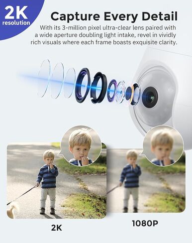 Hugolog 2K 3MP Light Light Pulb Camera 5G & 2.4GHz WiFi ، 360 ° كاميرا داخلية في الهواء الطلق للمنزل للمنزل ، والكشف عن الحركة ، والتحدث ثنائي الاتجاه ، والرؤية الليلية الملونة ، وإنذار صفارات الإنذار ، وتوافق مع Alexa in Kuwait