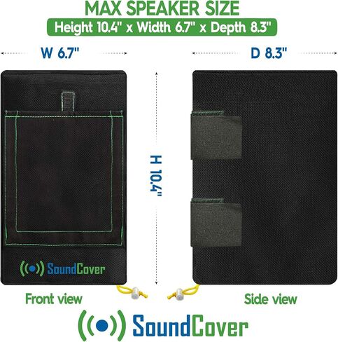 Two Black Waterproof 600D Outdoor Speaker Covers for C-Bracket Mounted Speakers – Fits Yamaha NS-AW194, Polk Audio Atrium 4 (Max Dimensions: H 9.85" x W 5.9" x D 6.9") in Kuwait