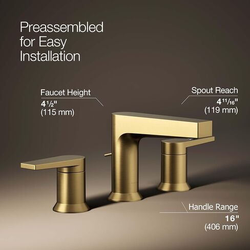 Kohler K-97100-4-CP Taut Bathroom Sink Faucets, Widespread, Polished Chrome in Saudi Arabia