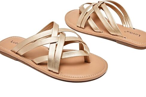 Luoika Wide Wide Wide Sandals ، Flip Flop Slides Sandal Slidsal Strapy Sandal Slip on Summer Beach Shoes for Women. in Kuwait