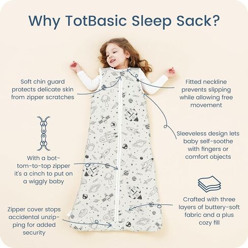 1.0 TOG Sleep Kit 6-12-15 شهرًا ، نوم الشتاء ، مع بطانية مريحة يمكن ارتداؤها مع سستة آمنة ذات أكياس من سحابات آمنة في اتجاهين. in Kuwait
