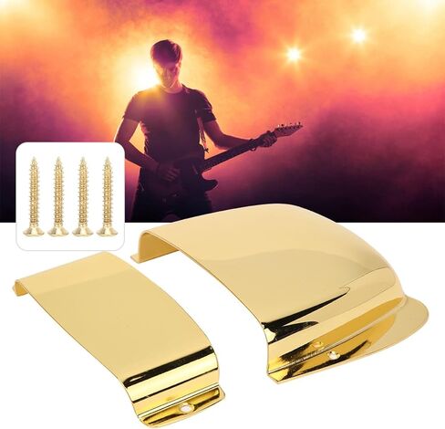 Zinc Alloy Pickup Bridge Cover Set for Electric Bass Guitar with Protective Bass Bridge Cover & Decal - for Jazz & Telecaster, in Chrome Finish (Silver) in Saudi Arabia