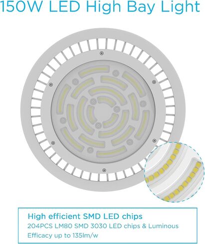 150W LED High Bay Light Balck UFO Led Shop Lights 20250LM 5000K, 0-10V Dimmable 100-277V Commercial Lights for Factory Church Barn Warehouse in Saudi Arabia