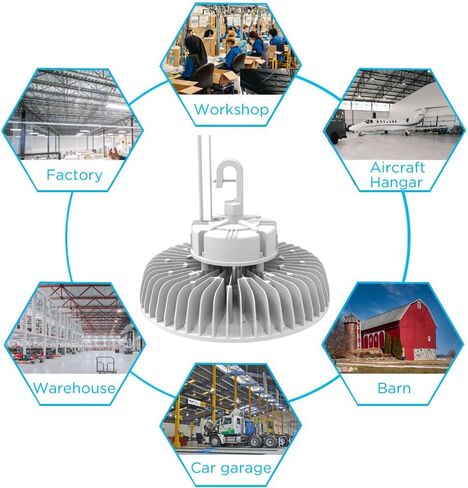 150W LED High Bay Light Balck UFO Led Shop Lights 20250LM 5000K, 0-10V Dimmable 100-277V Commercial Lights for Factory Church Barn Warehouse in Saudi Arabia