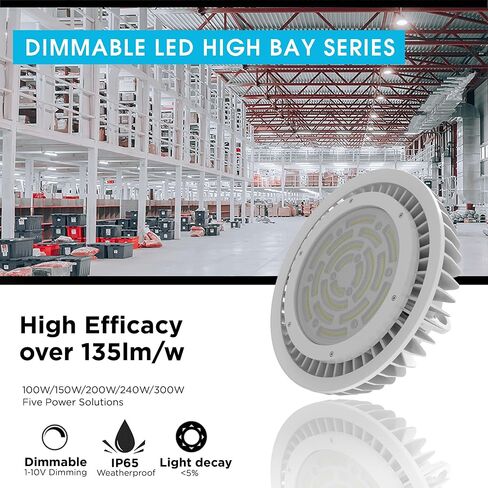 150W LED High Bay Light Balck UFO Led Shop Lights 20250LM 5000K, 0-10V Dimmable 100-277V Commercial Lights for Factory Church Barn Warehouse in Saudi Arabia