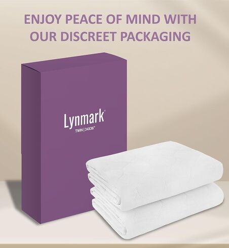 منصات سرير Lynmark® القابلة للغسل 34 "× 36" مع Tucks الطويلة والامتصاص الثقيل ، واقي مراتب مقاوم للماء قابلة لإعادة الاستخدام ، أفضل لسلس البول وترطيب الفراش ، حزمة 2 ، توأم in Kuwait