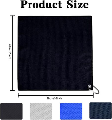 مناشف جولف لحقائب الجولف للرجال والنساء، 4 عبوات من مناشف الجولف المصنوعة من الألياف الدقيقة (40.64 سم × 40.64 سم) مع مشبك حلقة تسلق، ملحقات حقيبة الجولف منشفة الجولف للرجال، منظف كرة الجولف بمقبض نادي الجولف in Kuwait