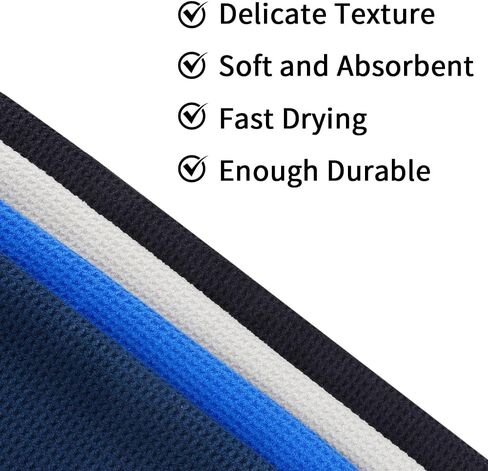 مناشف جولف لحقائب الجولف للرجال والنساء، 4 عبوات من مناشف الجولف المصنوعة من الألياف الدقيقة (40.64 سم × 40.64 سم) مع مشبك حلقة تسلق، ملحقات حقيبة الجولف منشفة الجولف للرجال، منظف كرة الجولف بمقبض نادي الجولف in Kuwait