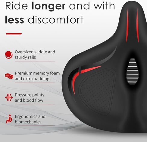 Bike Seat for Comfort Women/Men,Bike Saddle with Memory Foam Padded fit Road Clamp Bikes & Indoor Stationary Exercise Bikes in Saudi Arabia