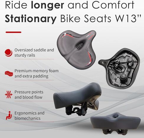 Bike Seat for Comfort Women/Men,Bike Saddle with Memory Foam Padded fit Road Clamp Bikes & Indoor Stationary Exercise Bikes in Saudi Arabia
