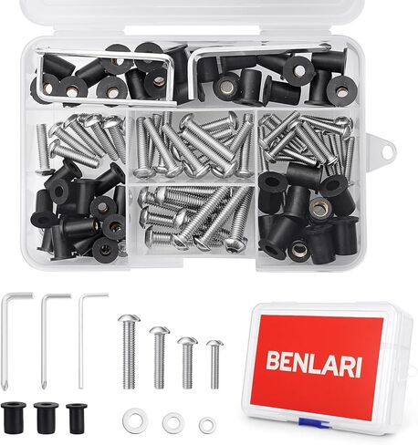 Benlari 160Pcs Well Nut Bolts Kit 304 Stainless Steel Countersunk Screws M4 M5 M6 TPR Rubber Expansion Nuts Fit for Kayak Motorcycle Marine Boat Windscreen in Saudi Arabia