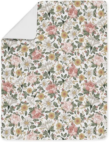Sweet Jojo Designs Boho Wildflower Vintage Floral Girl Toddler Bedding Set 5p Bed in a Bag Comforter Blanket Pillowcase Sham Sheets Black Orange Teal Bohemian Farmhouse Botanical Paisley Cottagecore in Kuwait