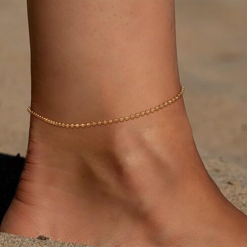 MEVECCO Dainty Gold Link Chain Anklet,14K Gold Plated Handmade Cute Dainty Anklet for Women in Kuwait