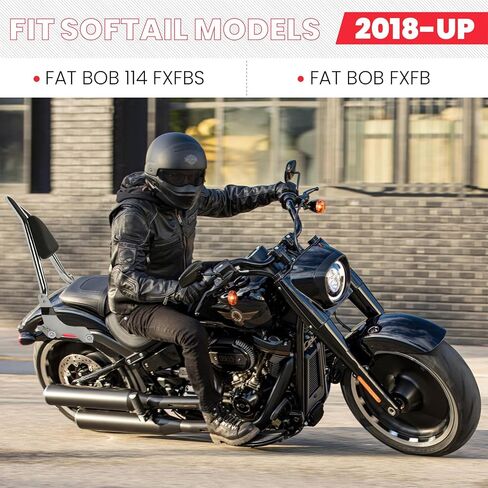 Fat Bob Passenger Backrest Sissy Bar fit for Harley Davidson Softail Fat Bob 114 FXFB FXFBS, 26" Tall Quick Release Detachable Pointed Sissy Bar w/Docking Hardware, Gloss Black 2018-Up in Kuwait