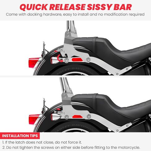 Fat Bob Passenger Backrest Sissy Bar fit for Harley Davidson Softail Fat Bob 114 FXFB FXFBS, 26" Tall Quick Release Detachable Pointed Sissy Bar w/Docking Hardware, Gloss Black 2018-Up in Kuwait