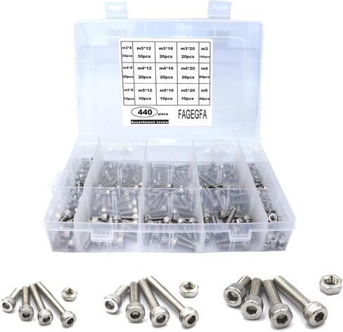 طقم مقابس سداسية 80 قطعة، 304 من الفولاذ المقاوم للصدأ، برغي M5 ومجموعة فرز صامولة مع كاسيت in Kuwait