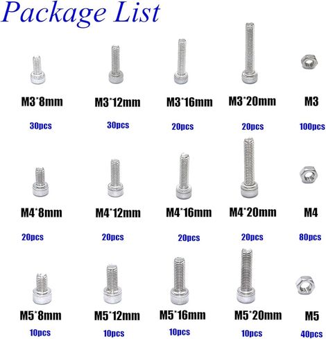 طقم مقابس سداسية 80 قطعة، 304 من الفولاذ المقاوم للصدأ، برغي M5 ومجموعة فرز صامولة مع كاسيت in Kuwait