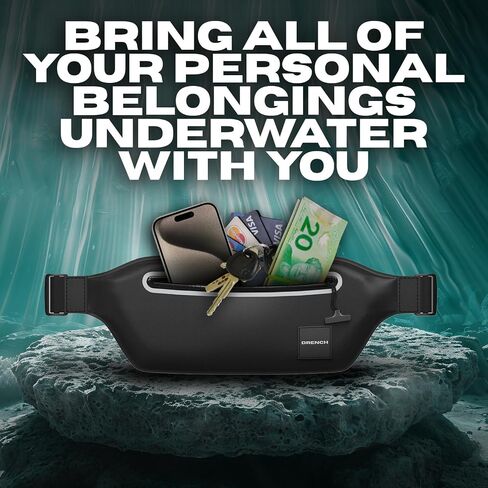 DRENCH 100% Underwater Waterproof Waist Pack. Submersible Waterproof Phone Pouch. Dry Bag for Swimming & Snorkelling. Underwater Phone case. Waterproof Fanny Pack. (Black) in Saudi Arabia