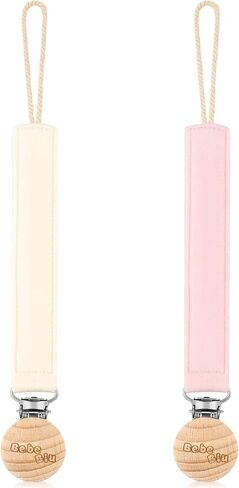 مقطع مصاصة للأطفال ، 2 حزمة مقاطع من مصاصة النسيج ، حزام من نسيج ناعم فائق مع مقطع خشبي ، مقاطع مصاصة للطفلة والطفلة (كريم/حكيم) in Kuwait