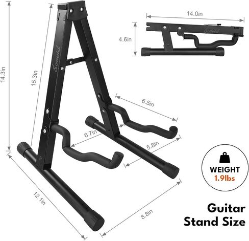 Adjustable Wooden Guitar Stand, A-Frame Folding Holder with Non-Slip Rubber and Soft Foam Arms,Easy Assembly and Portable, For Acoustic Guitar, Electric Bass,Violin, Viola,Cello,Protect Instrument in Saudi Arabia