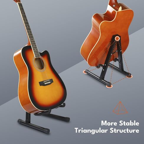 Adjustable Wooden Guitar Stand, A-Frame Folding Holder with Non-Slip Rubber and Soft Foam Arms,Easy Assembly and Portable, For Acoustic Guitar, Electric Bass,Violin, Viola,Cello,Protect Instrument in Saudi Arabia