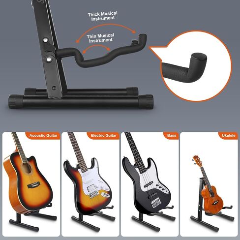 Adjustable Wooden Guitar Stand, A-Frame Folding Holder with Non-Slip Rubber and Soft Foam Arms,Easy Assembly and Portable, For Acoustic Guitar, Electric Bass,Violin, Viola,Cello,Protect Instrument in Saudi Arabia
