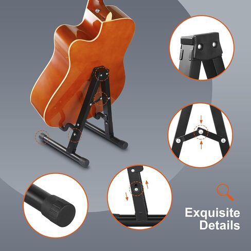 Adjustable Wooden Guitar Stand, A-Frame Folding Holder with Non-Slip Rubber and Soft Foam Arms,Easy Assembly and Portable, For Acoustic Guitar, Electric Bass,Violin, Viola,Cello,Protect Instrument in Saudi Arabia