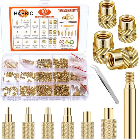 432 Pcs Threaded Inserts for Plastic Heat Set Insert M2 M2.5 M3 M4 M5 M6 Brass Metric Knurled Nuts Kit for 3D Printing Automotive Plastic Shell in Kuwait