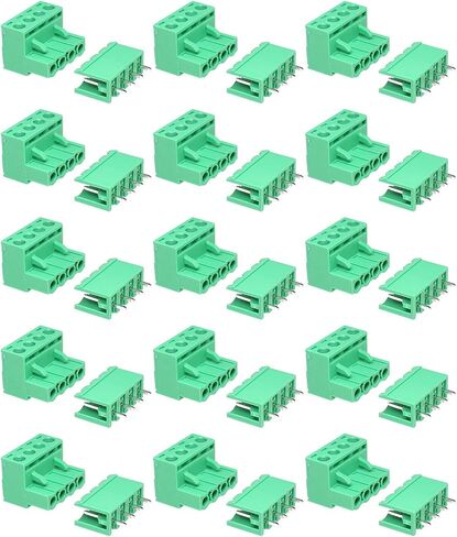 15PCS Green PA66 Plastic 4 Pins 5.08mm Pitch Male Female DIY PCB Mounting Screw Wiring Terminal Connector for Electronic Device Communication Equipment Instrumentation in Saudi Arabia