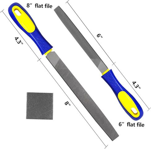 مجموعة ملفات شديدة التحمل مكونة من قطعتين مقاس 8 بوصات من KALIM - ملفات فولاذية صلبة عالية الكربون مسطحة/نصف دائرية مع مقابض مضادة للانزلاق، متوسطة الخشونة، مناسبة للخشب/المعدن/النموذج/التشكيل in Kuwait