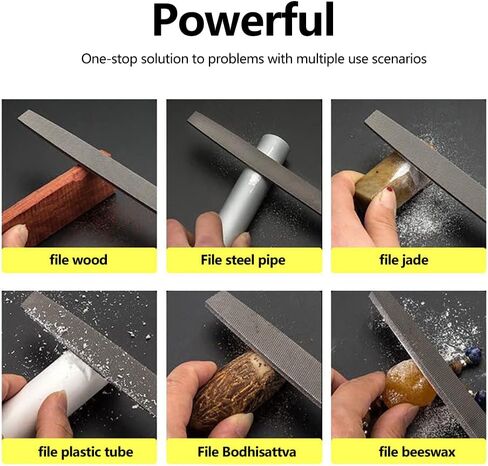 مجموعة ملفات شديدة التحمل مكونة من قطعتين مقاس 8 بوصات من KALIM - ملفات فولاذية صلبة عالية الكربون مسطحة/نصف دائرية مع مقابض مضادة للانزلاق، متوسطة الخشونة، مناسبة للخشب/المعدن/النموذج/التشكيل in Kuwait