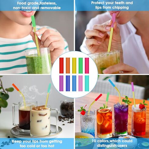 20 عبوة من شفاطات الشرب المعدنية المصنوعة من الفولاذ المقاوم للصدأ قابلة لإعادة الاستخدام، مقاس 10.5 بوصة و8.5 بوصة مع 20 طرفًا من السيليكون و5 فرش للمصاصة وحقيبة سفر واحدة، شفاطة معدنية طويلة جدًا صديقة للبيئة تناسب كوب سعة 20 24 30 أونصة in Kuwait