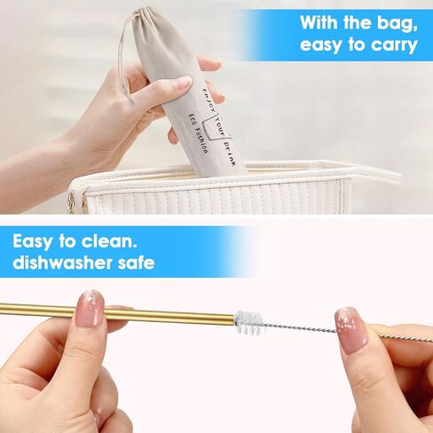 20 عبوة من شفاطات الشرب المعدنية المصنوعة من الفولاذ المقاوم للصدأ قابلة لإعادة الاستخدام، مقاس 10.5 بوصة و8.5 بوصة مع 20 طرفًا من السيليكون و5 فرش للمصاصة وحقيبة سفر واحدة، شفاطة معدنية طويلة جدًا صديقة للبيئة تناسب كوب سعة 20 24 30 أونصة in Kuwait