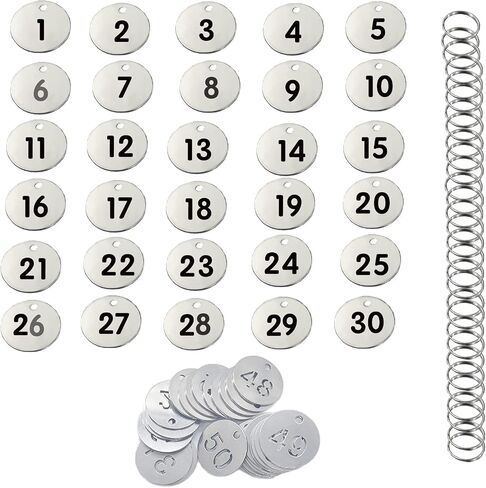 Stainless Steel Numbered Tags, Round Metal Key Tags ID Tags with Rings (1-30) in Saudi Arabia
