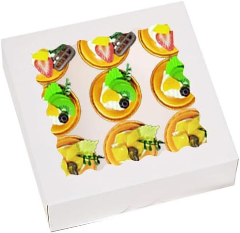 50 قطعة (8 × 8 × 2.4 بوصة) صناديق الكيك مع صناديق خبز نافذة وصناديق المعجنات للكعك والمعجنات والشوكولاتة والكب كيك في عيد الحب (50 قطعة وردي)، 8825-8CDGH in Kuwait