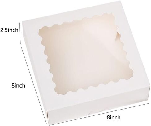 50 قطعة (8 × 8 × 2.4 بوصة) صناديق الكيك مع صناديق خبز نافذة وصناديق المعجنات للكعك والمعجنات والشوكولاتة والكب كيك في عيد الحب (50 قطعة وردي)، 8825-8CDGH in Kuwait